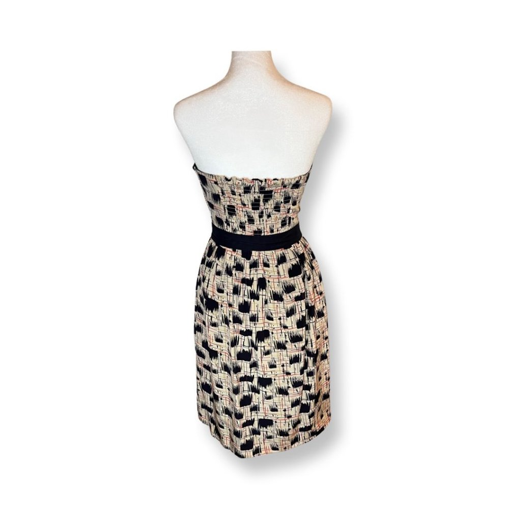 Anthropologie Navy Blue 100% Silk “Blurred Shapes Dress” by Burlapp Size 4 - Picture 3 of 8